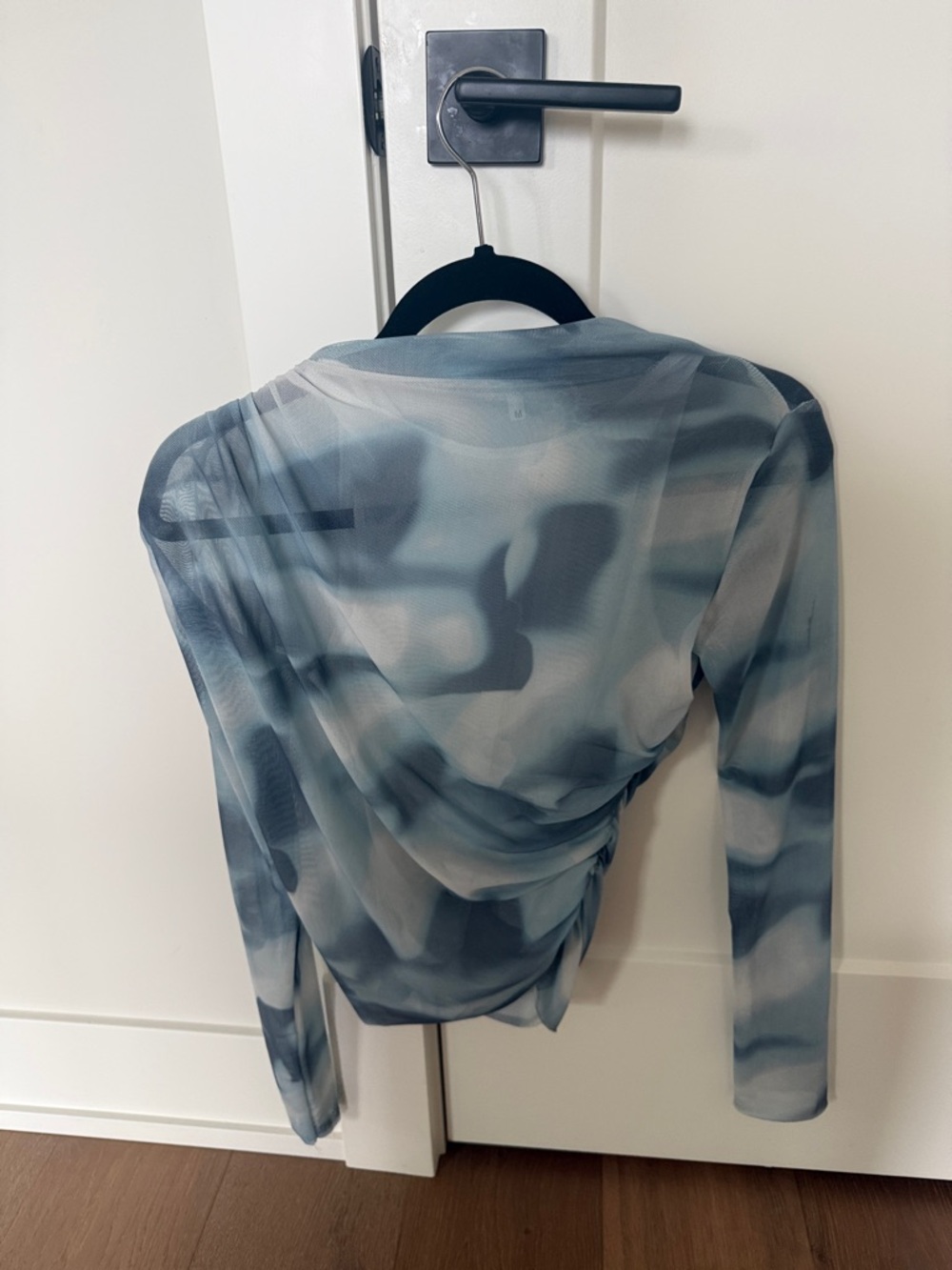 Sheer Blue Tie-Dye Long Sleeve Women’s Top